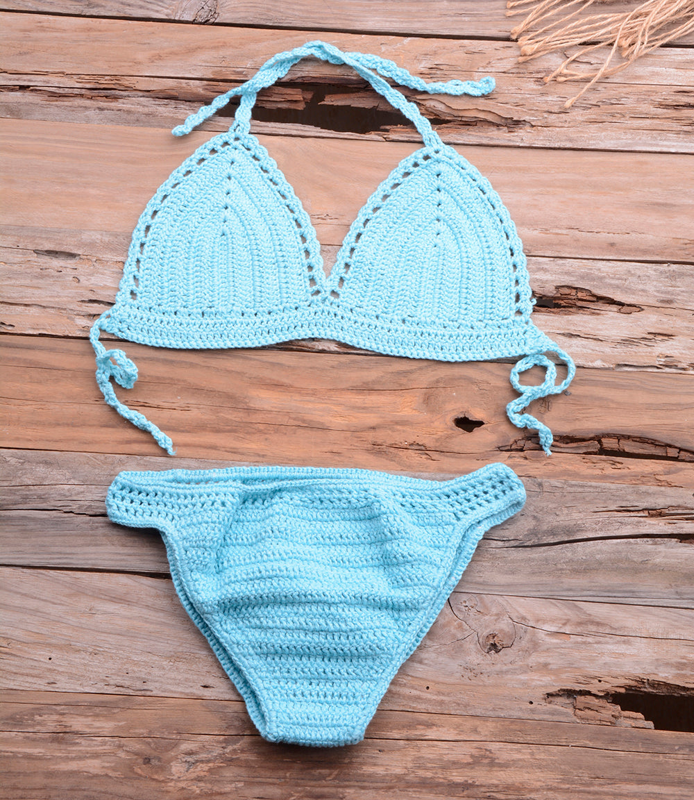 Halter Bandage Crochet Bikini Sets