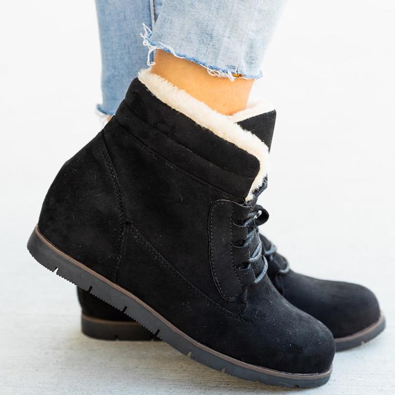 Lace up Plush Warm Internal Increase Boots