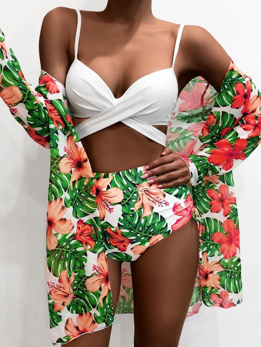 Conjunto De Bikini Cover Up De Tres Piezas