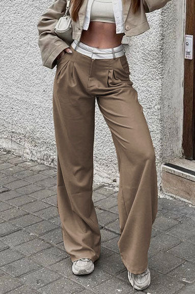 White Waist Drape Suit Pants