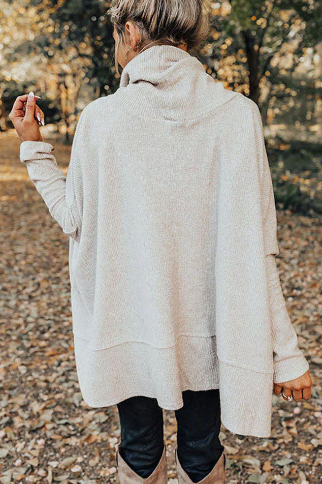 Turtleneck Waffle Dolman Sleeve Sweatshirt