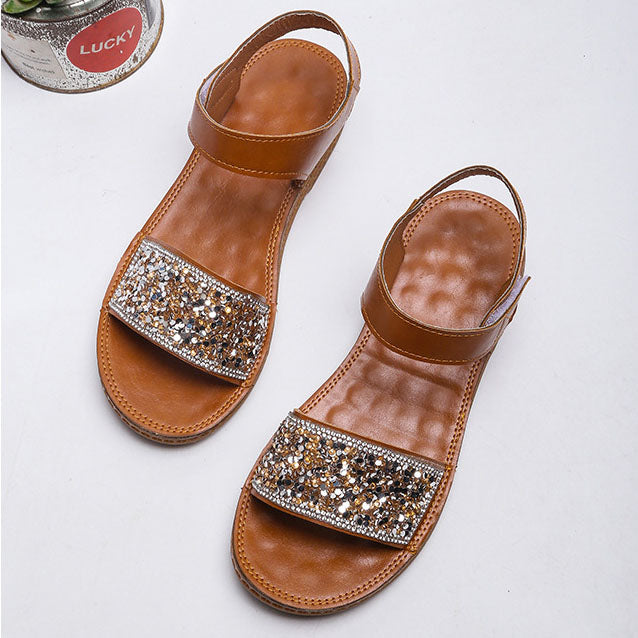 Velcro Slip-On Tender Sole Rhinestone Sandals