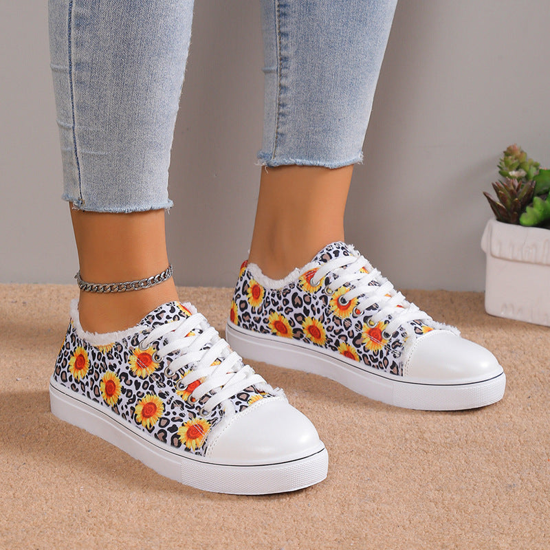 Sunflower Leopard Print Canvas Slip-On Sneakers