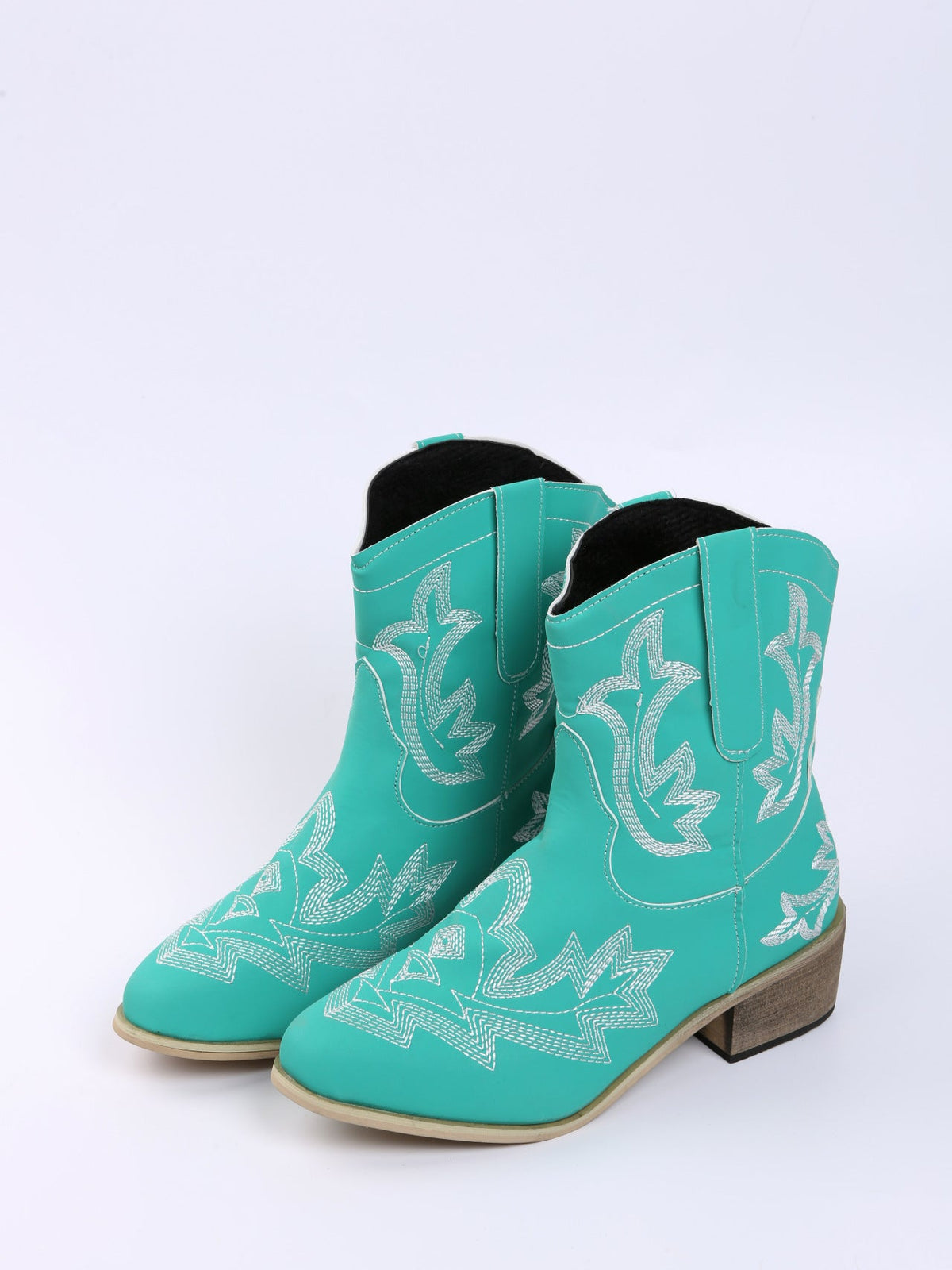 Gestickte, florale Martin-Stiefel mit klobigem Absatz