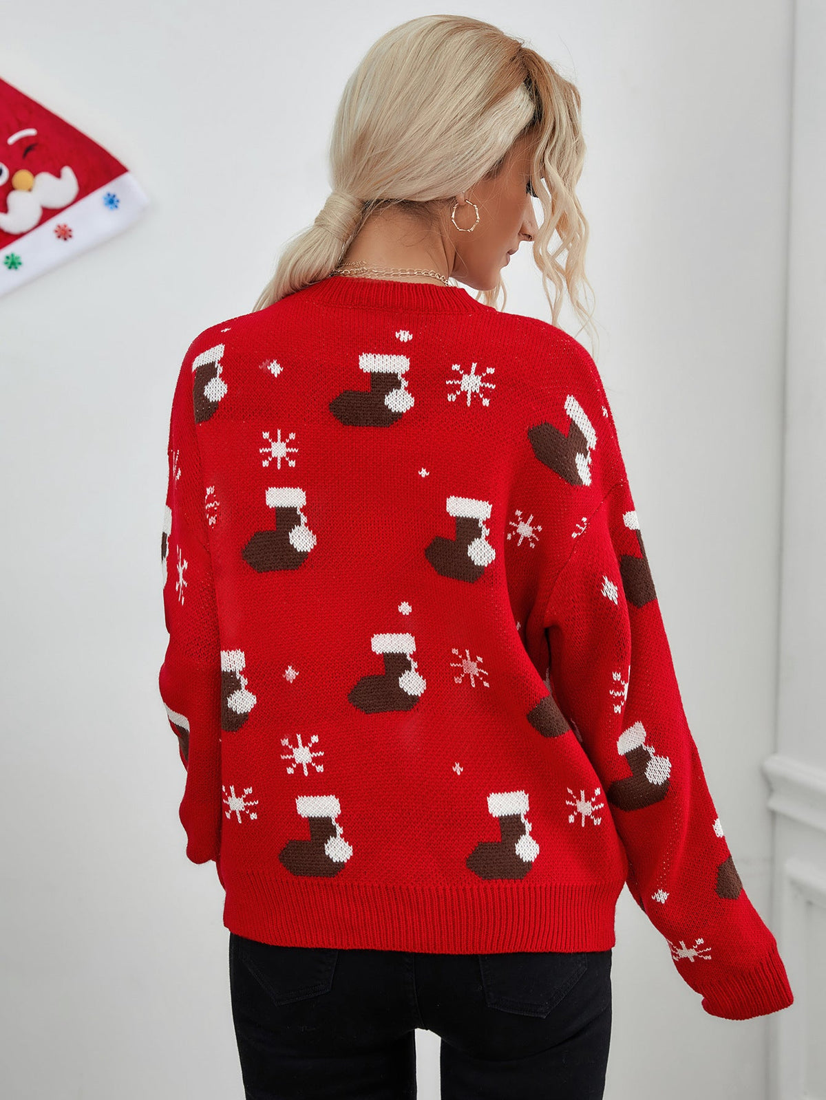 Christmas Stocking Snowflake Knit Sweater