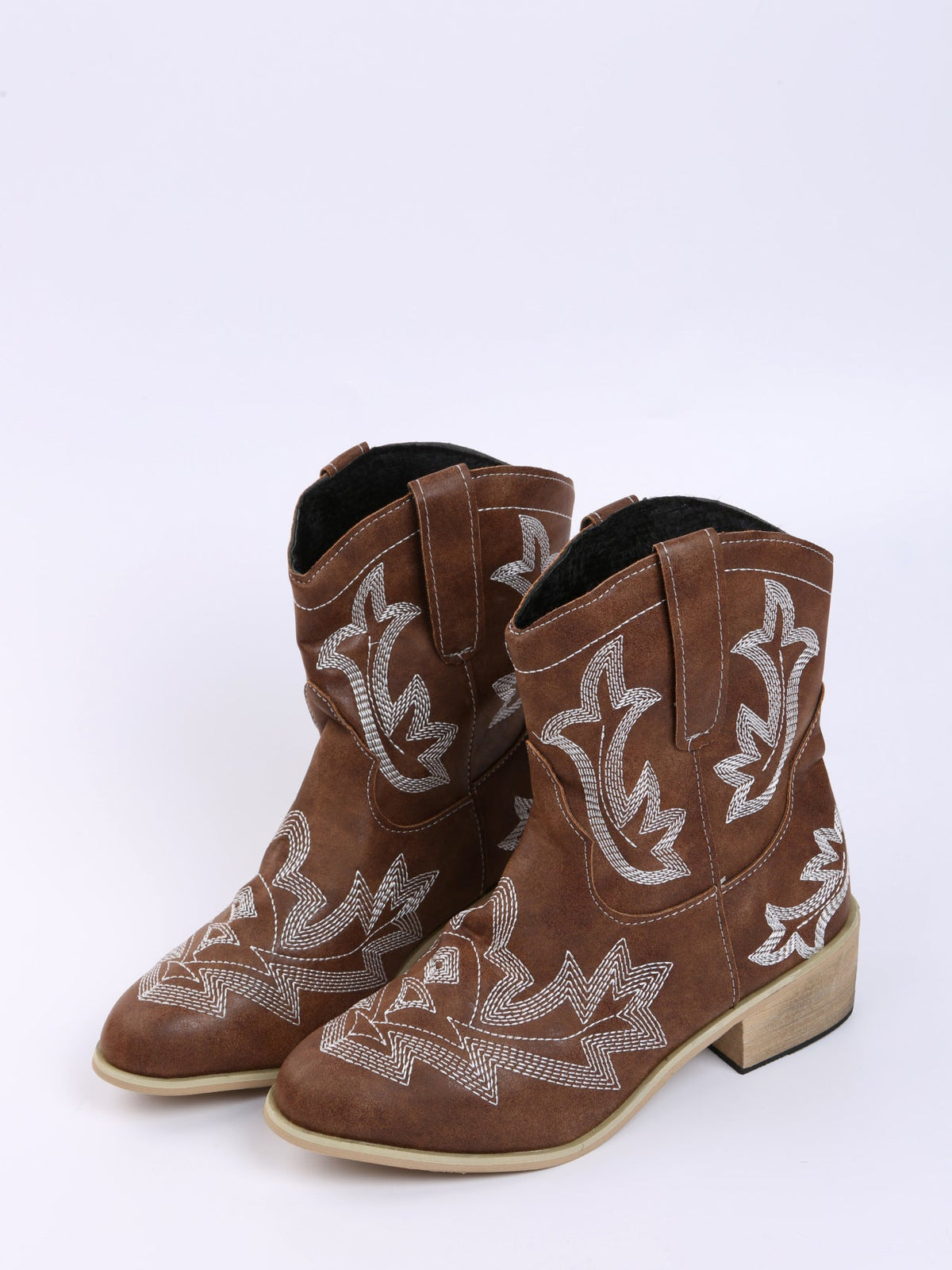 Gestickte, florale Martin-Stiefel mit klobigem Absatz