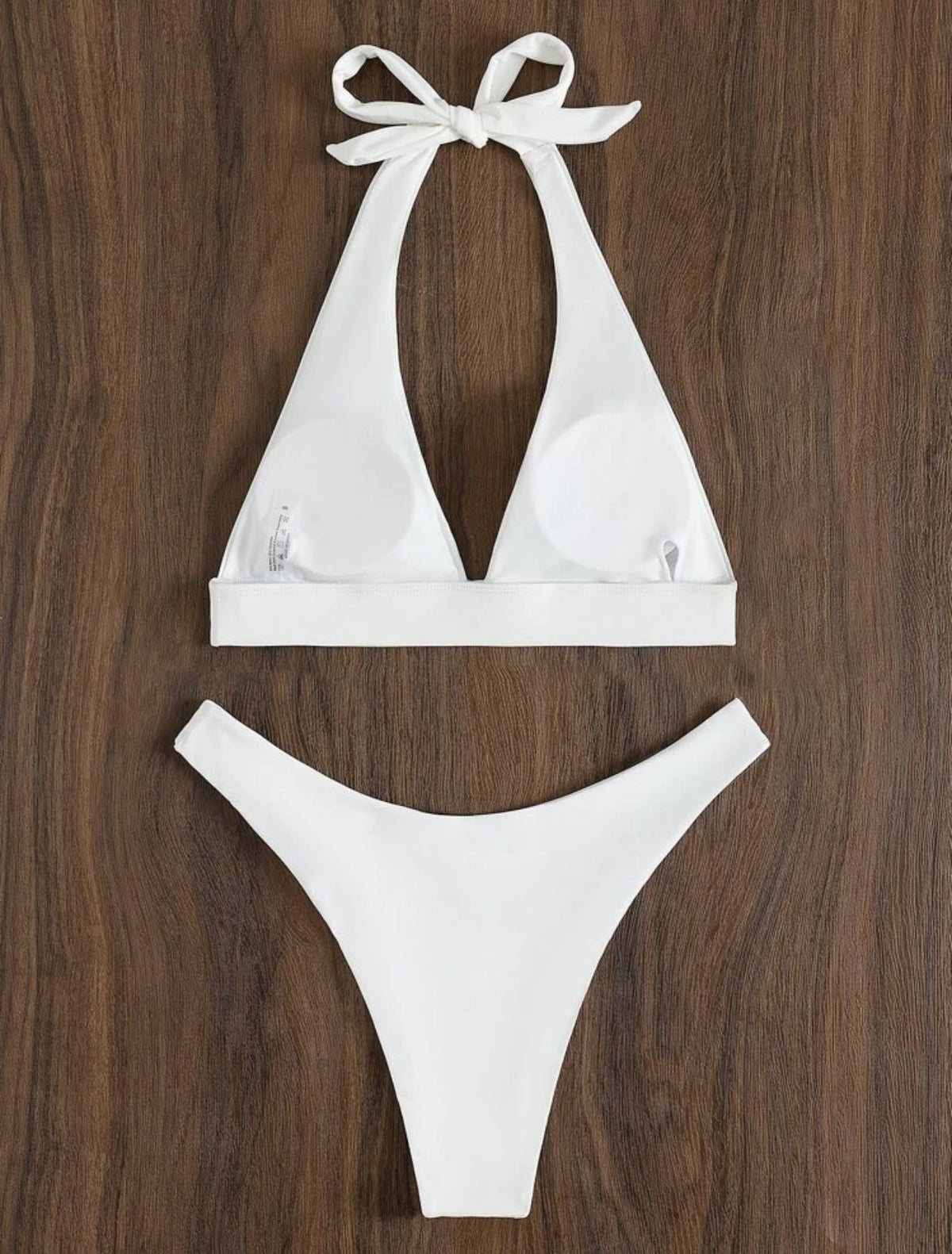 Conjunto de bikini halter con tirantes transparentes