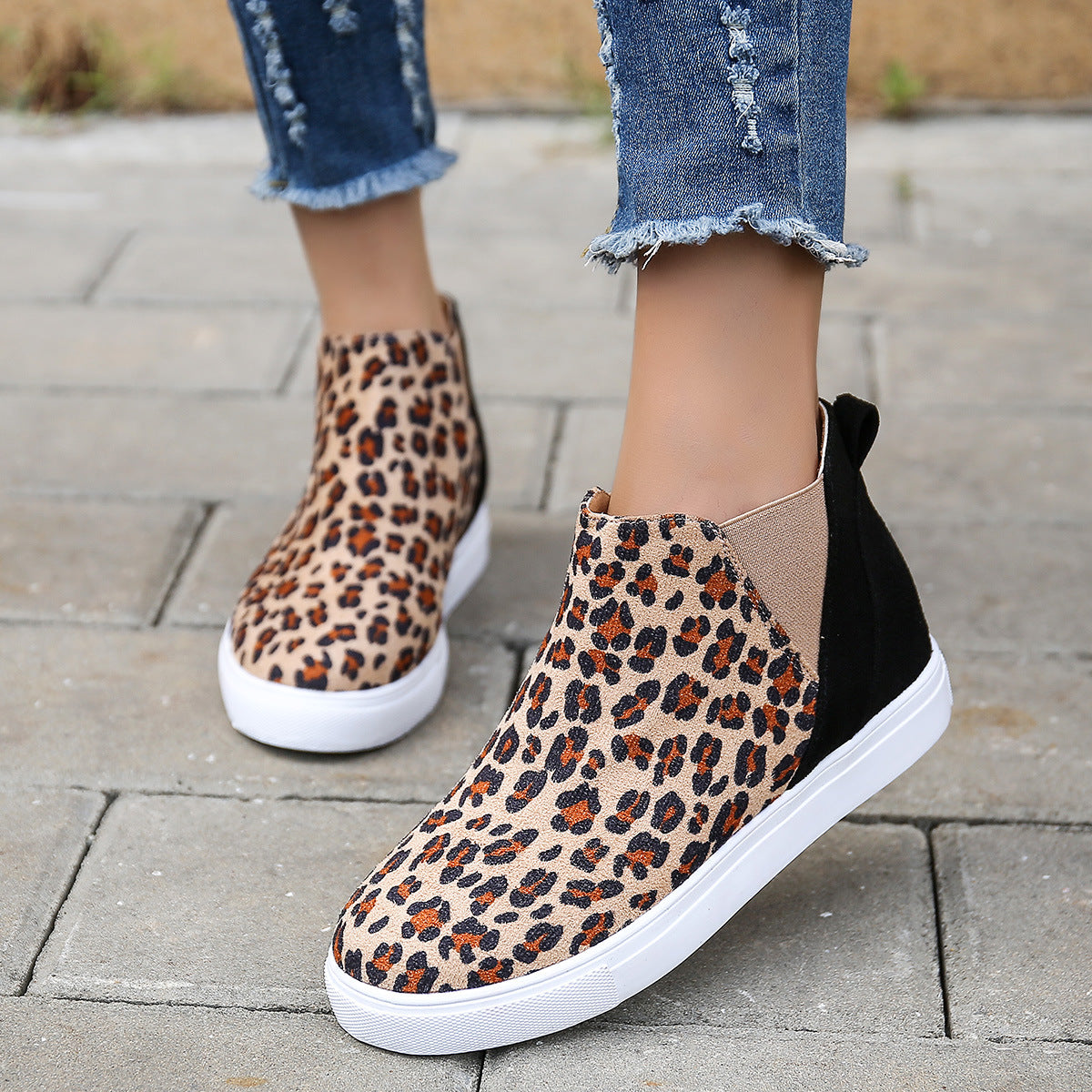 Elastische, vulkanisierte Leopard-Flats-Überschuhe