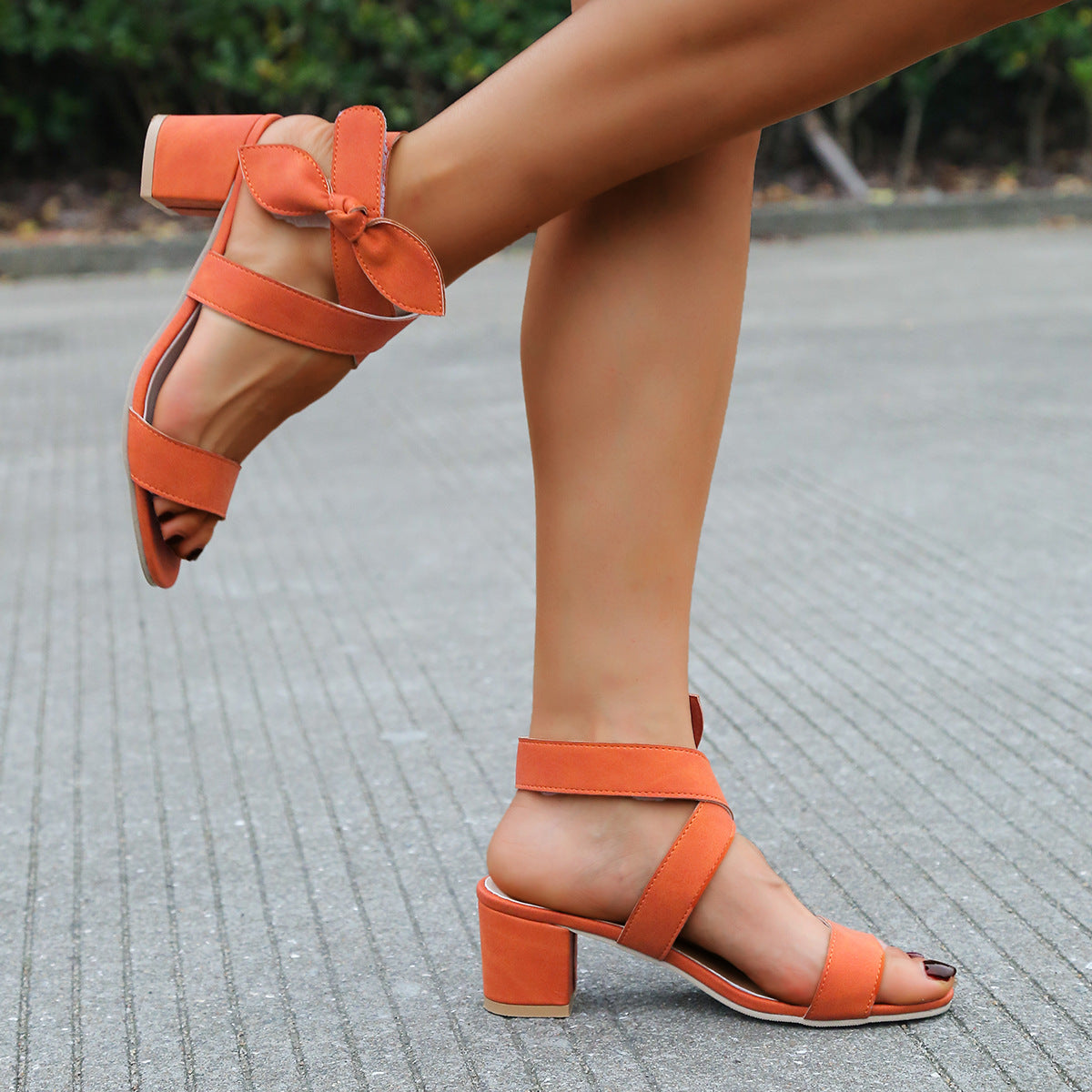 Square Heel Bow Strap Sandals