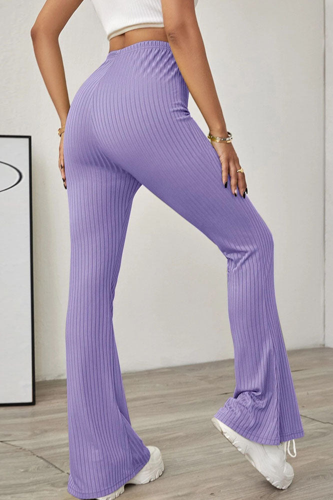 Slim Beltless Flared Knitted Trousers