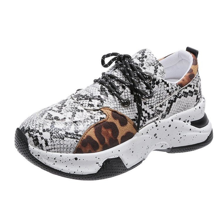 Leopard Mesh Breathable Color Patchwork Sneakers