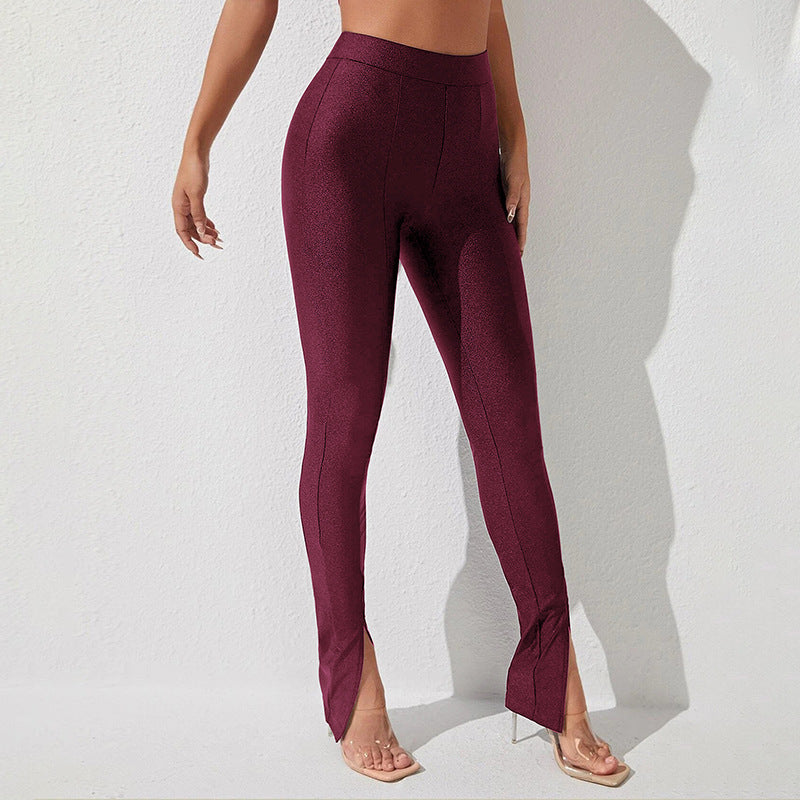 Slim Fit small Feet Slit Flared Pants