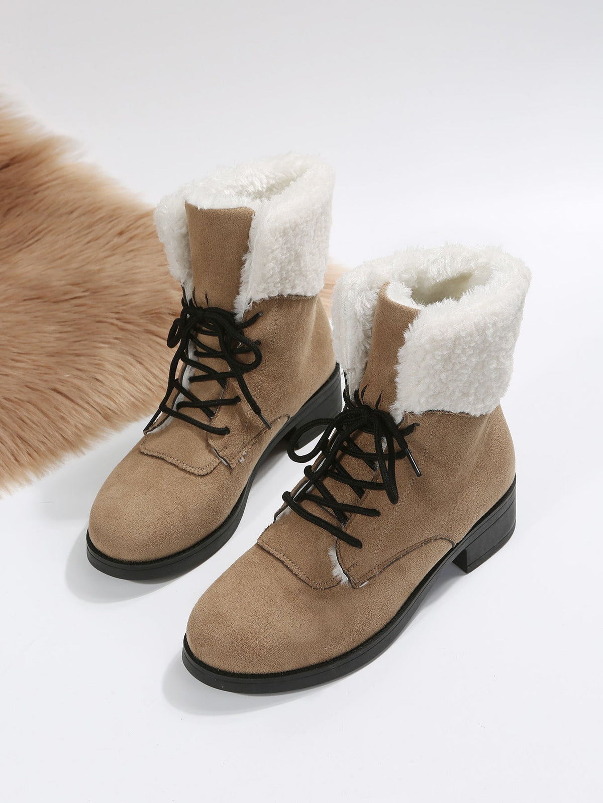 Botas Martin antideslizantes de forro polar Camel Botines de nieve