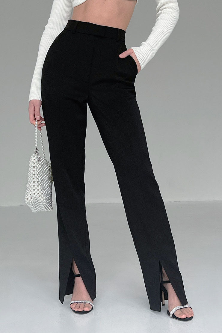 Slit High-waisted Slim-fitting suit Pants