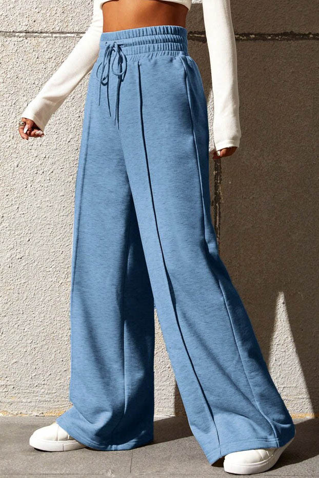 Solid High-Waist Wide-Leg Pants