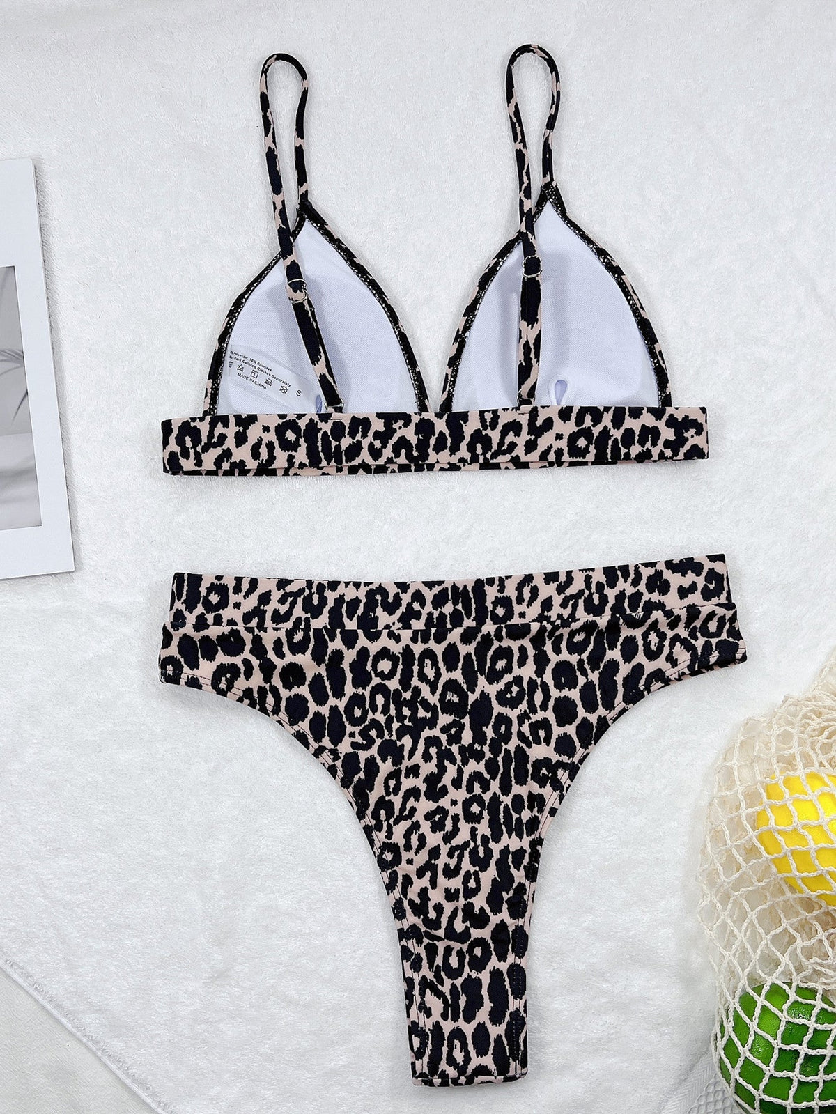 Conjunto de bikini de cintura alta con estampado de leopardo elegante 