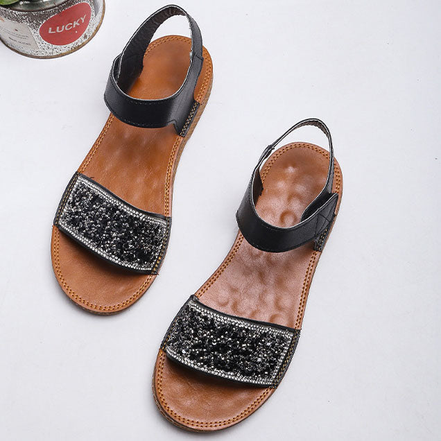 Velcro Slip-On Tender Sole Rhinestone Sandals