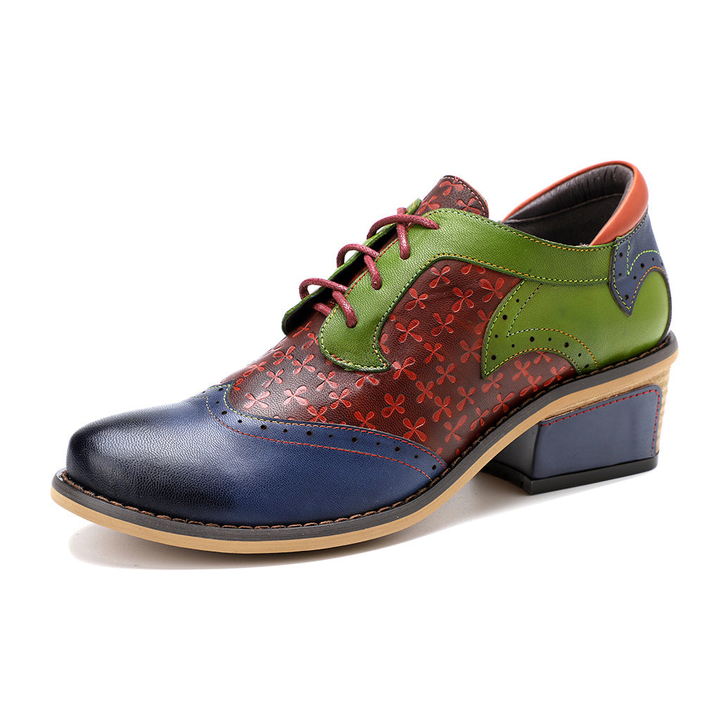 Wonderland Medium Heel Brogue Leather Shoes