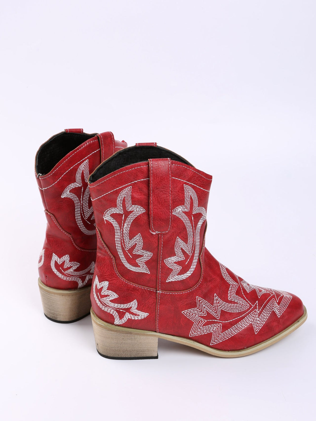 Gestickte, florale Martin-Stiefel mit klobigem Absatz