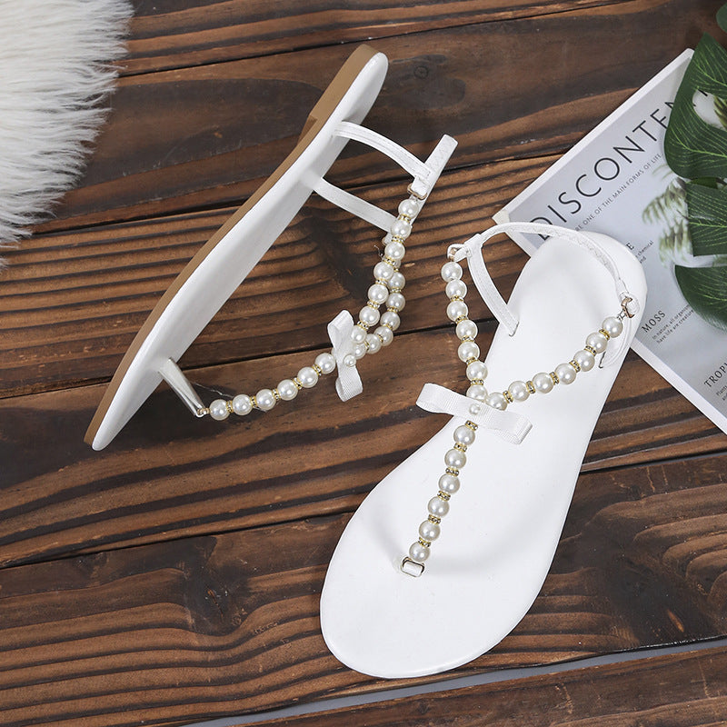 Pearl String Clip-toe Sandals