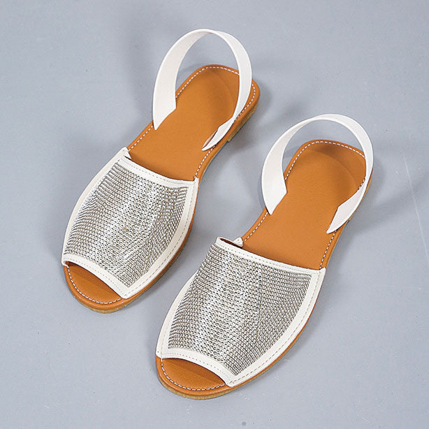 Open Toe Sequins Flat Sandals