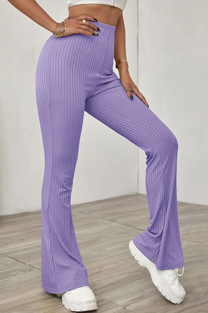 Slim Beltless Flared Knitted Trousers