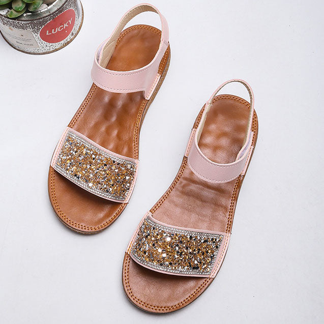 Velcro Slip-On Tender Sole Rhinestone Sandals