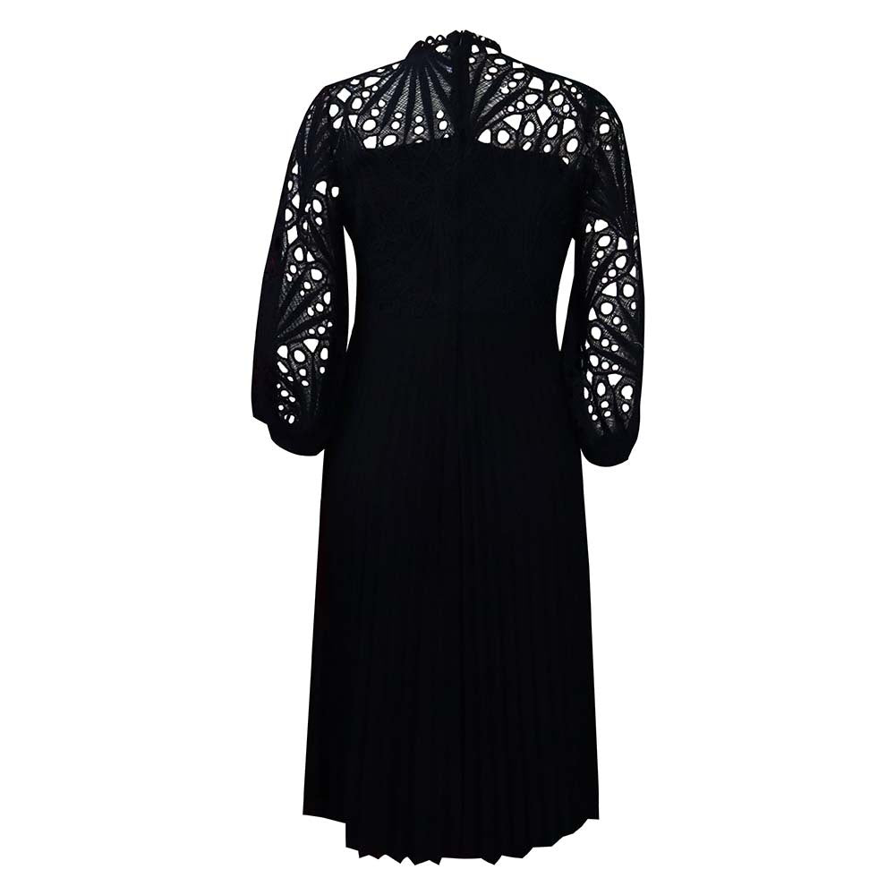 Lace Crochet Pleated Pleated Dress