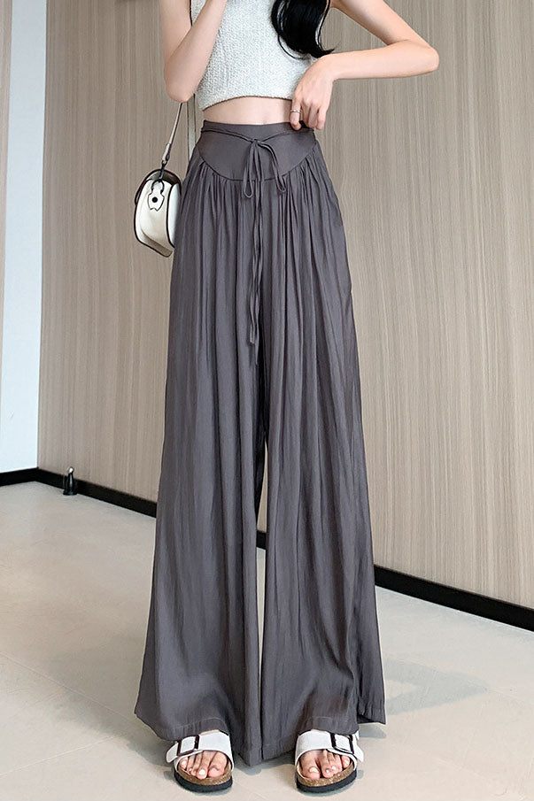 High-Waist Pleated Fluid Wide Leg Pants