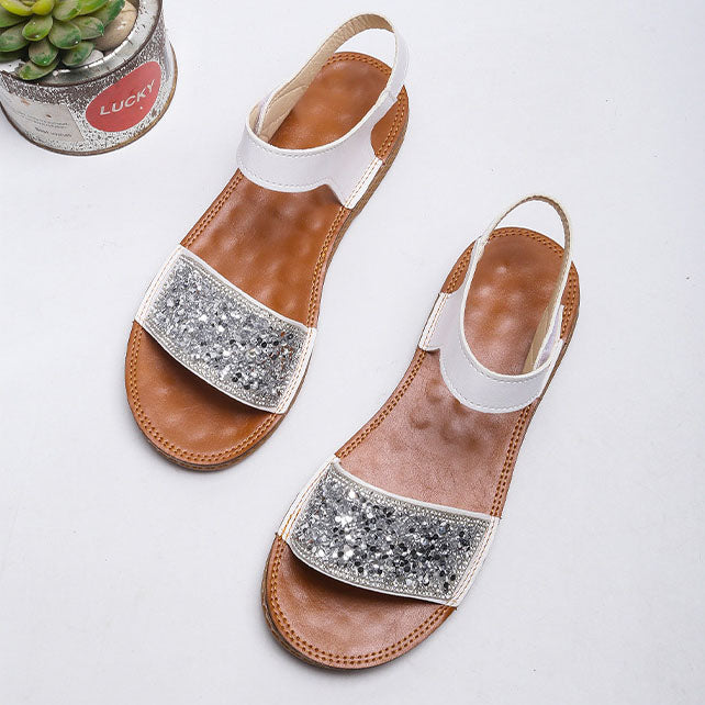 Velcro Slip-On Tender Sole Rhinestone Sandals