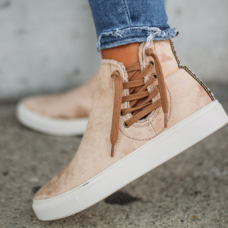 Side tie High top Canvas Shoes