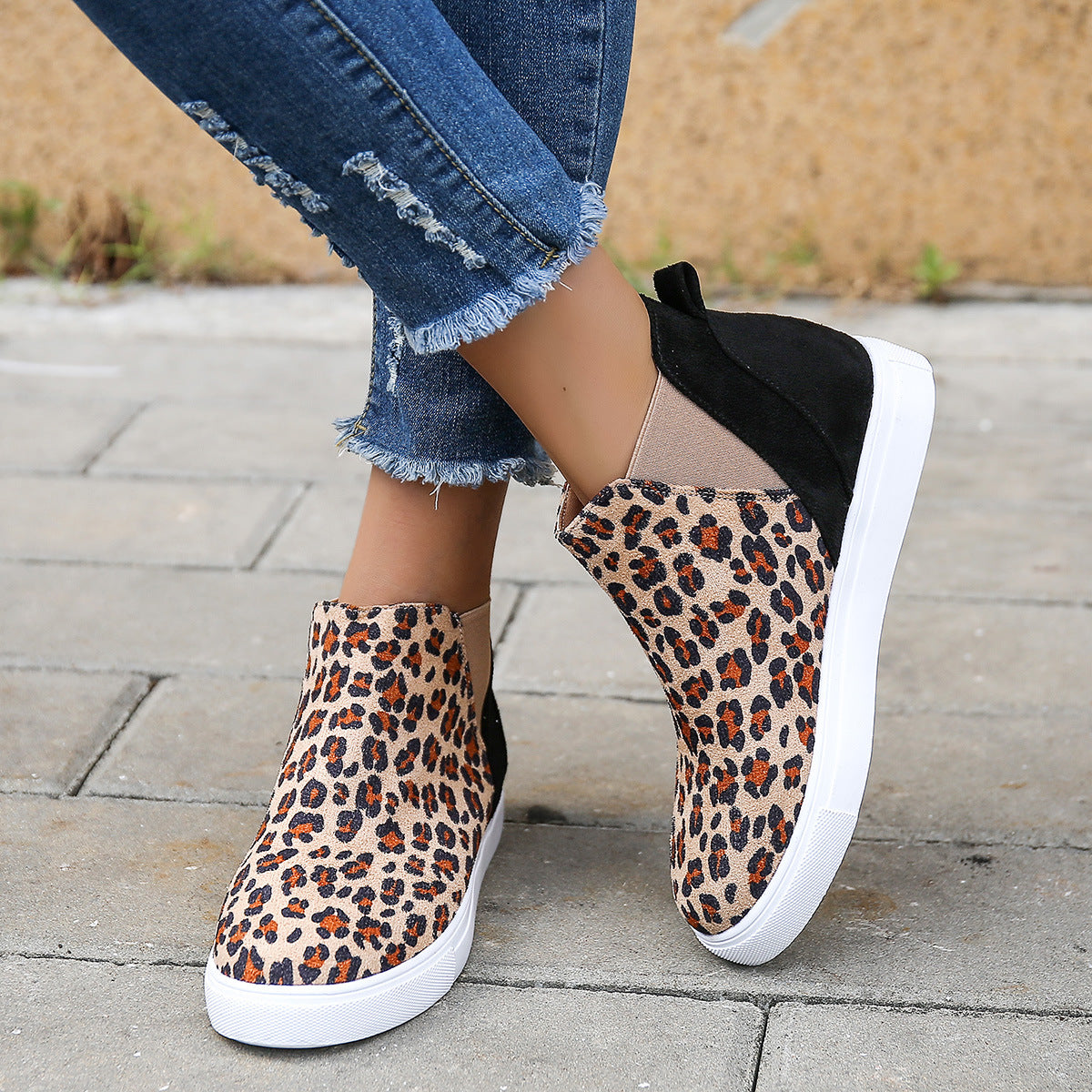 Elastische, vulkanisierte Leopard-Flats-Überschuhe