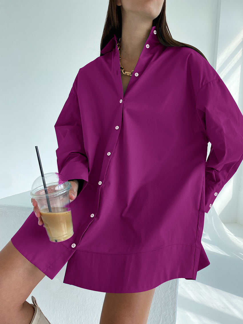 Mid-length loose Purple Shirt