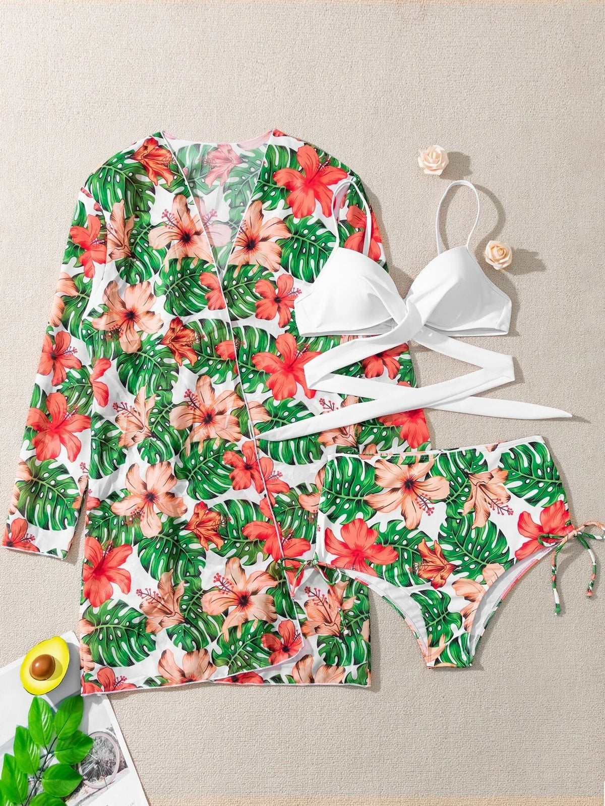 Conjunto De Bikini Cover Up De Tres Piezas