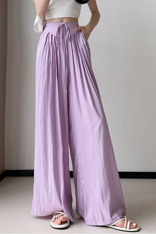 High-Waist Pleated Fluid Wide Leg Pants