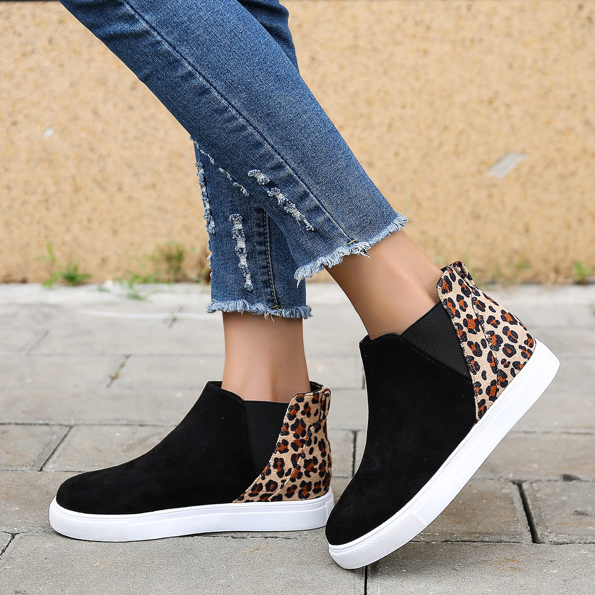 Elastic Leopard Flats Vulcanized Overshoes