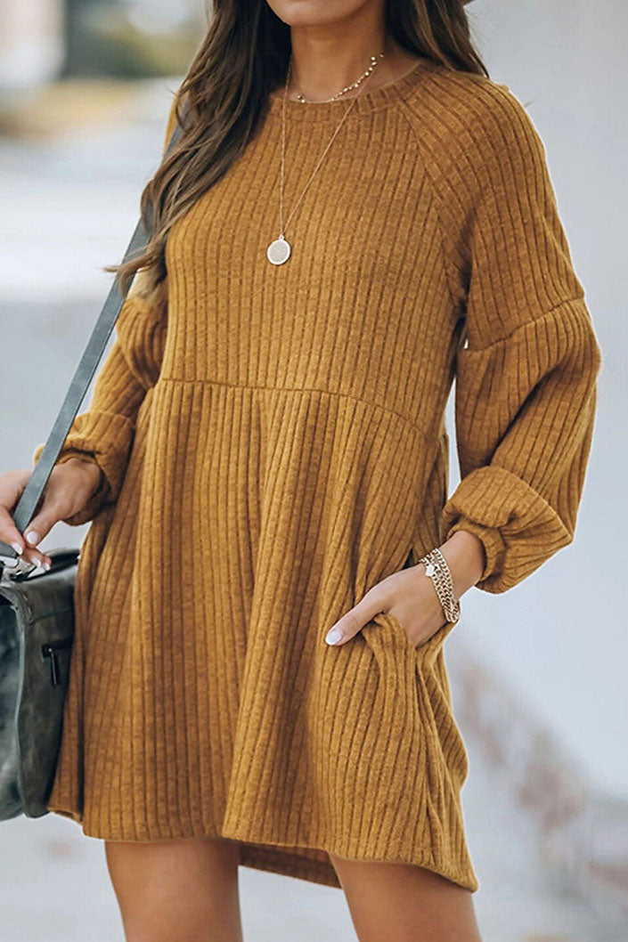 Catch Yourself Bubble Sleeve Sweater Dress