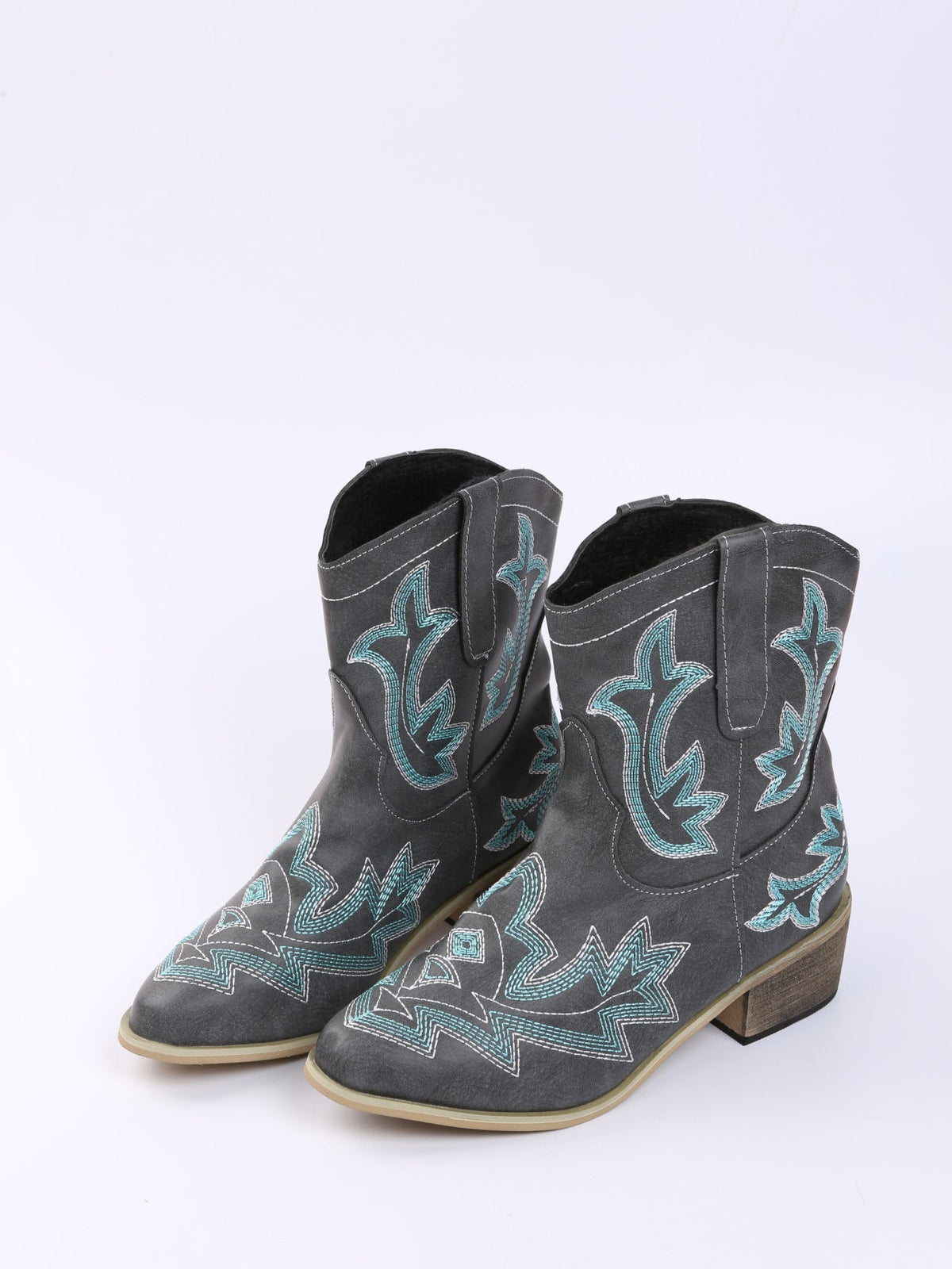 Botas Martin con tacón grueso y flores bordadas