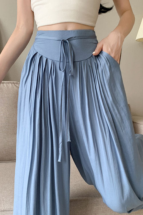 High-Waist Pleated Fluid Wide Leg Pants