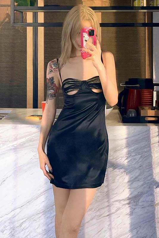 Paneled Cutout Slip mini Dress