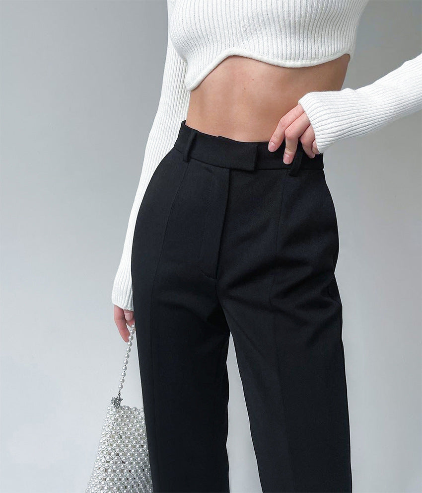 Slit High-waisted Slim-fitting suit Pants