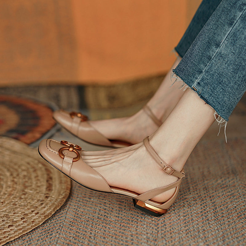 Elegant Square Heel Slip On Offiece Sandals