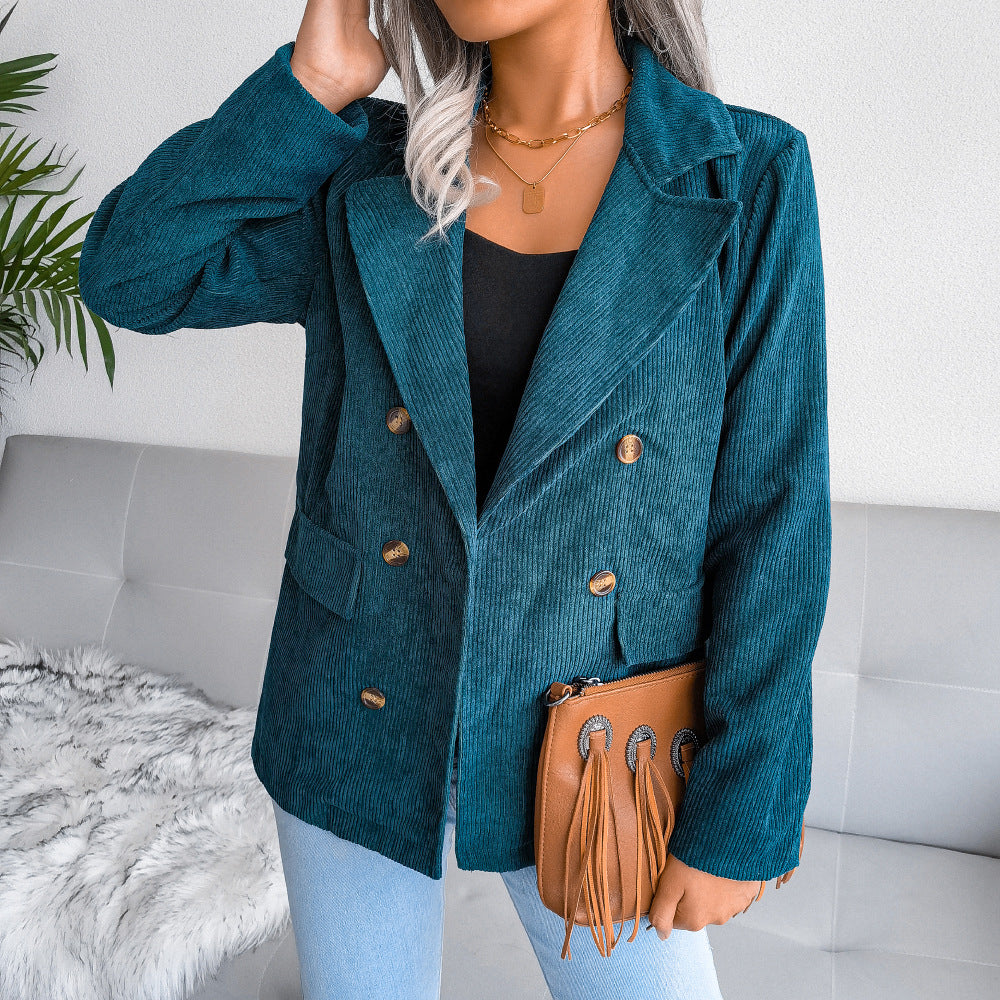 Lapel Collar Double Breasted Blazer