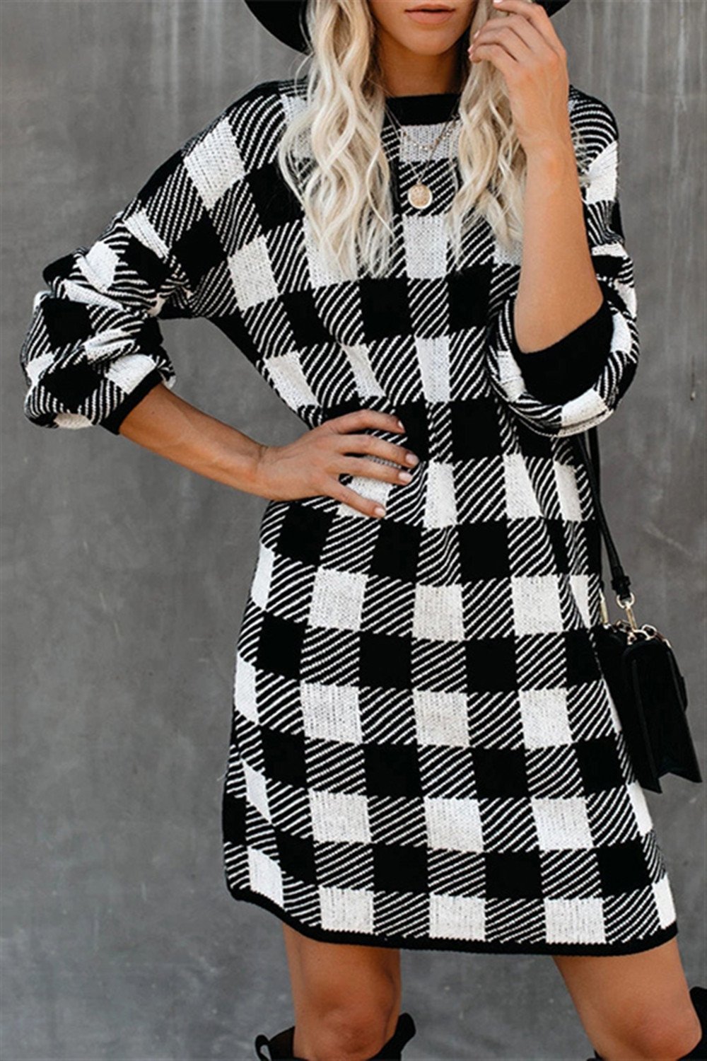 Autumn Plaid Long Sleeve Dress - Pavacat