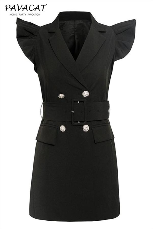 Belted Double Breasted Blazer Dress - Pavacat