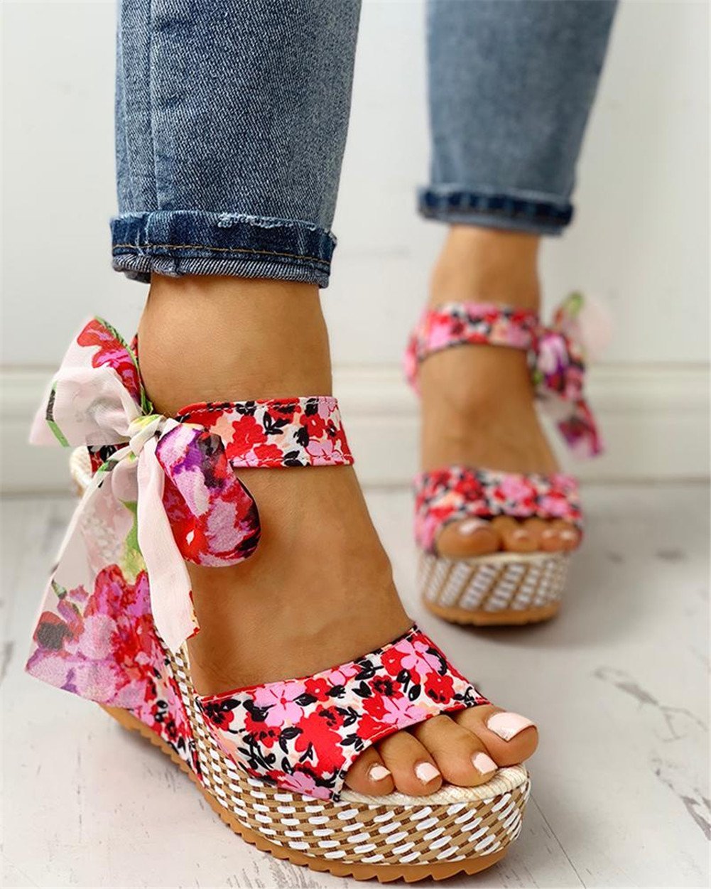 Bohemian Flowers Knot Leisure Wedges Sandals - Pavacat