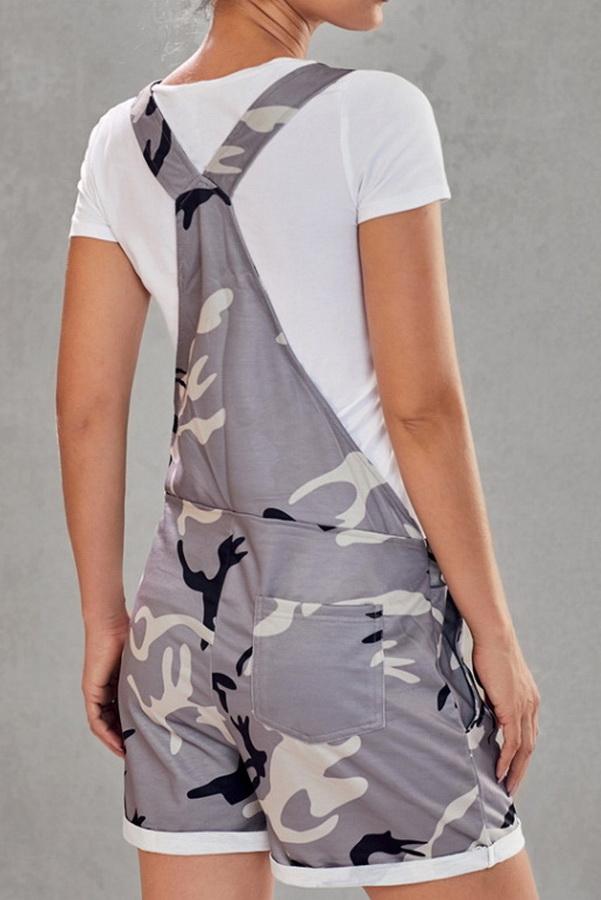 Camouflage Printed High-waist Strap Shorts - Pavacat