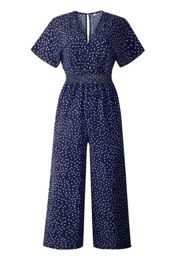 Casual Printed V-neck Pocket Jumpsuit Jumpsuits & Rompers 5201906191605 