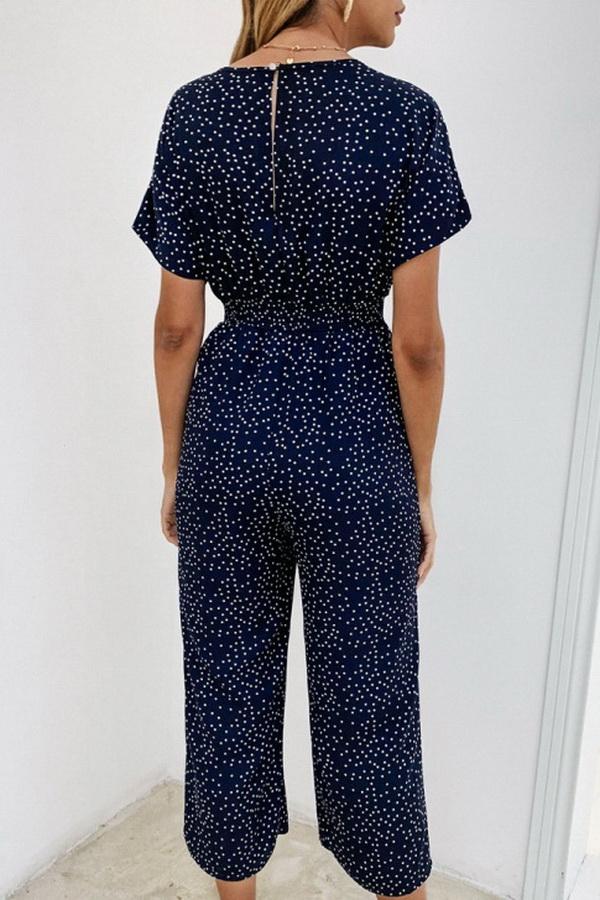 Casual Printed V-neck Pocket Jumpsuit Jumpsuits & Rompers 5201906191605 