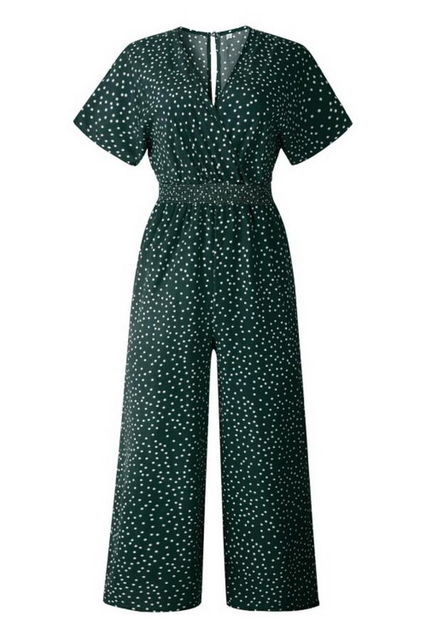 Casual Printed V-neck Pocket Jumpsuit Jumpsuits & Rompers 5201906191605 